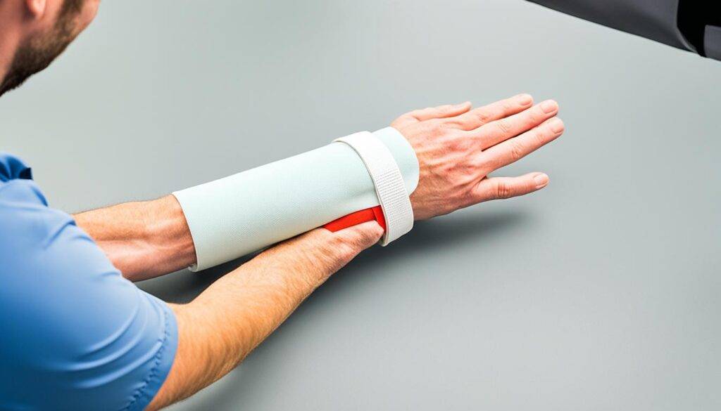 Immobilizing a fractured arm with a splint